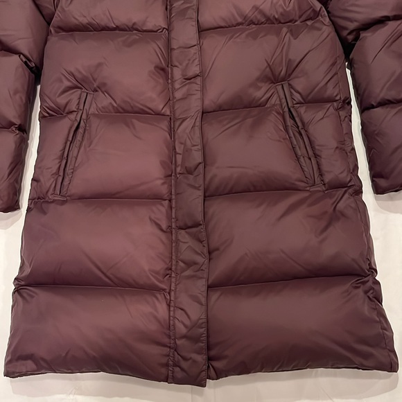 Eileen Fisher Eggshell Recycled Nylon Funnel Neck Coat - Petite Small - Cassis - Picture 5 of 15